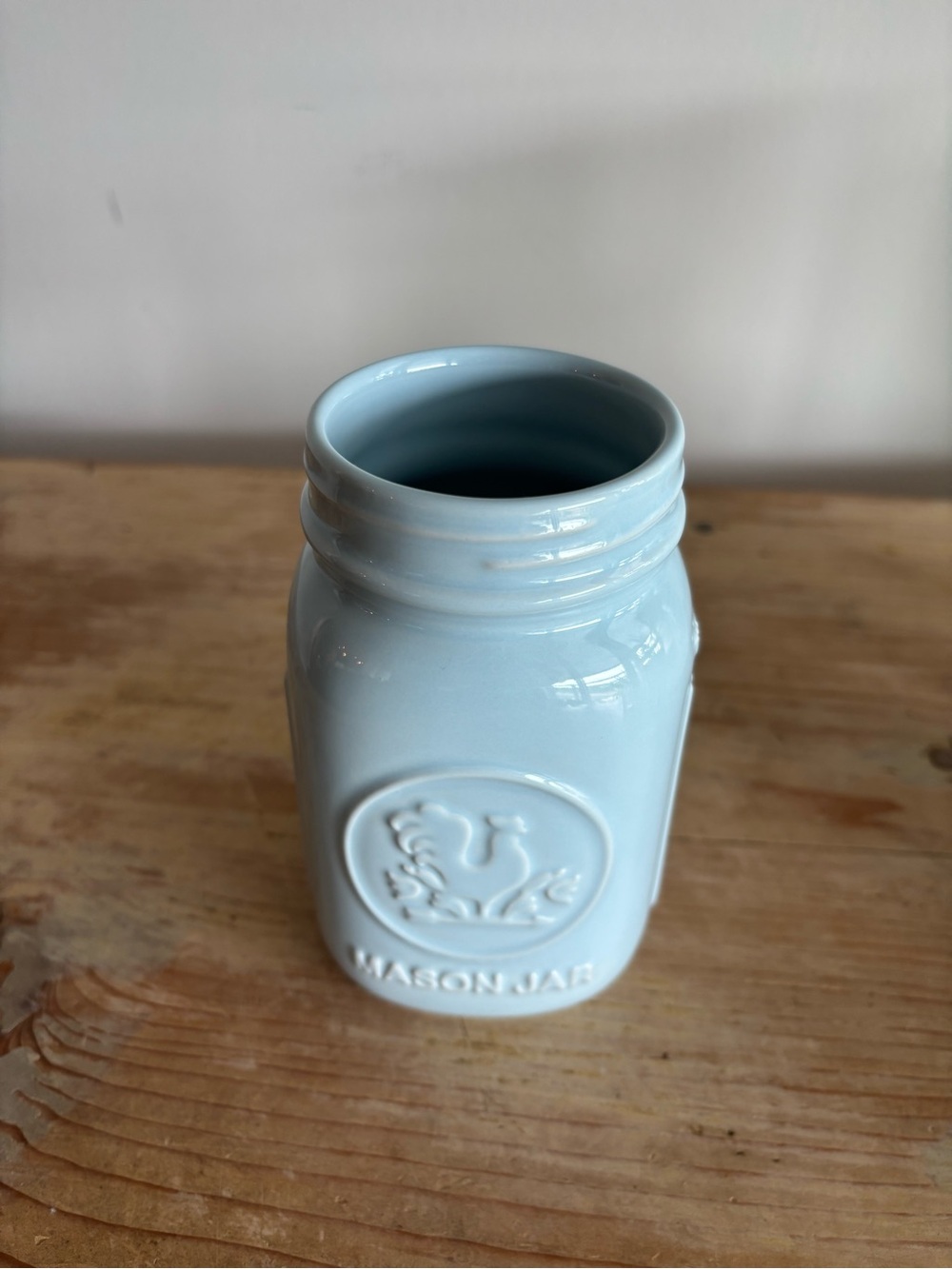 Fish’s Eddy Light Blue Ceramic Mason Jar Vase